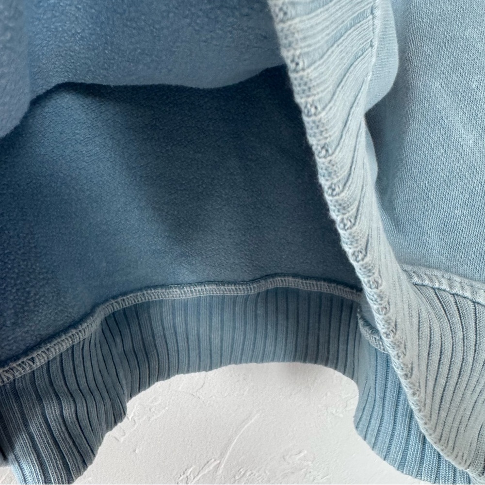 Aerie Oh Snap Sweatshirt Sweater Pullover Knit Top Henley Cloud Wash Blue Fleece - Picture 4 of 8